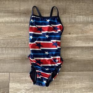 Speedo 1-Piece Swimsuit | Size 6 (32) | Pro Lt Flyback Red White Blue USA Stars